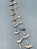 Intricate Vintage Santo Domingo Bird Heishi Sterling Silver Necklace-Nativo Arts