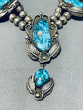 One Of The Best Vintage Native American Navajo Bisbee Turquoise Sterling Silver Necklace-Nativo Arts