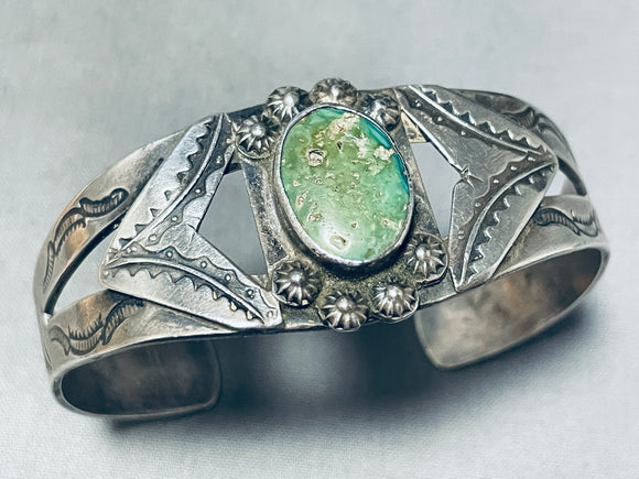 Early 1900's Vintage Native American Navajo Cerrillos Turquoise Sterling Silver Bracelet-Nativo Arts