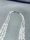 Incredible Vintage Santo Domingo White Shell Sterling Silver Necklace-Nativo Arts