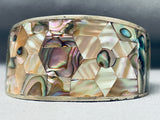 One Of The Most Detailed Vintage Southwest Shell Inlay Sterling Silver Bracelet-Nativo Arts