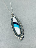 Beautiful Vintage Native American Navajo Mother Of Pearl & Turquoise Sterling Silver Necklace-Nativo Arts