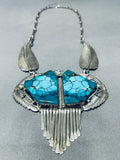 The Best Vintage Native American Navajo Two Stone Turquoise Sterling Silver Necklace-Nativo Arts