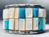 6 Inch Wrist Vintage Native American Navajo Heavy Inlay Turquoise Sterling Silver Bracelet-Nativo Arts