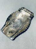 One Of The Best Vintage Native American Navajo Lone Mountasin Turquoise Sterling Silver Buckle-Nativo Arts