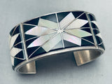 The Best Black And White Vintage Navajo 6 Inch Wrist Sterling Silver Bracelet-Nativo Arts