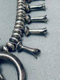 Superior Hand Tooled Vintage Native American Navajo Sterling Silver Squash Blossom Necklace-Nativo Arts