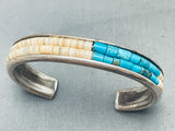 Intricate Vintage Native American Navajo 6' Wrist Turquoise Inlay Sterling Silver Bracelet-Nativo Arts