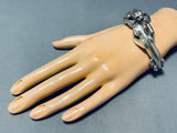 Double Jaguar Rare Vintage Sterling Silver Bracelet Cuff-Nativo Arts