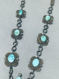 Amazing Vintage Native American Navajo 10 Blue Gem Turquoise Sterlng Silver Squash-Nativo Arts