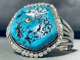 Best Vintage Native American Navajo Sleeping Beauty Turquoise Gold Nugget Silver Bracelet-Nativo Arts
