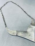 Extremely Intricate Vintage Native American Zuni Turquoise Inlay Sterling Silver Necklace-Nativo Arts