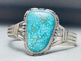 Rare Lone Mountain Turquoise Vintage Native American Navajo Sterling Silver Bracelet-Nativo Arts