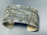 One Of The Most Detailed Vintage Native American Navajo Sterling Silver Bracelet Cuff-Nativo Arts