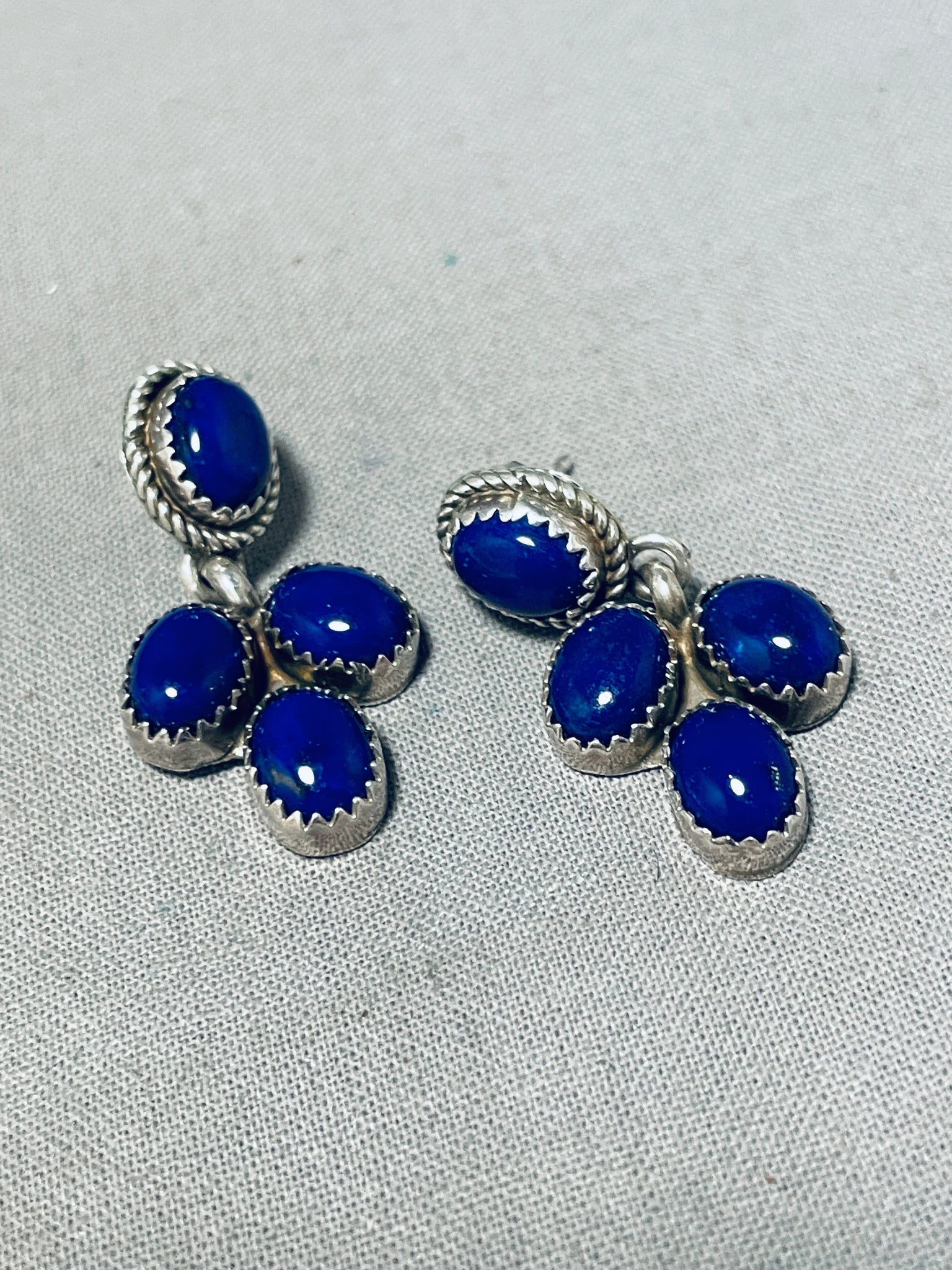 Marvelous Vintage Native American Navajo Lapis Sterling Silver Earring ...