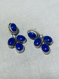 Marvelous Vintage Native American Navajo Lapis Sterling Silver Earrings-Nativo Arts
