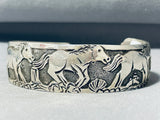 Ornamental Vintage Native American Navajo Sterling Silver Horses Bracelet Signed-Nativo Arts