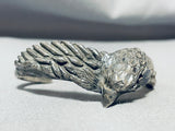 Detailed Vintage Southwest Sterling Silver Eagle Bracelet Cuff-Nativo Arts