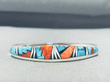 Outstanding Native American Navajo Blue Diamond Turquoise Sterling Silver Bracelet Signed-Nativo Arts