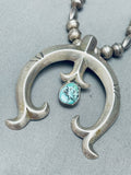 Womens Vintage Native American Navajo Spiderweb Turquoise Sterling Silver Naja Necklace-Nativo Arts