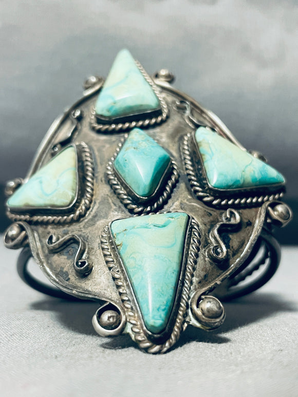 One Of The Best Ever Vintage Native American Navajo Turquoise Star Sterling Silver Bracelet-Nativo Arts