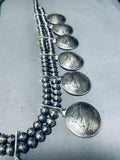 One Of The Best Native American Navajo Sterling Silver Coin Squash Blossom Necklace-Nativo Arts