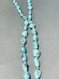 One Of The Best Vintage Native American Navajo Blue Gem Turquoise Sterling Silver Necklace-Nativo Arts