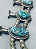 Gasp! 193 Grams Vintage Native American Navajo Sterling Silver Turquoise Squash Blossom Necklace-Nativo Arts