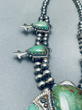 129 Grams Vintage Green Turquoise Sterling Silver Squash Blossom Necklace-Nativo Arts
