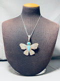 Charles Johnson Vintage Native American Navajo Blue Gem Turquoise Sterling Silver Necklace-Nativo Arts
