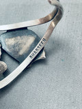 Important Gilbert Turquoise Vintage Native American Navajo Sterling Silver Bracelet Old-Nativo Arts