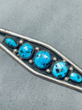 Thomas Tso Marvelous Native American Navajo Sleeping Beauty Turquoise Sterling Silver Pin-Nativo Arts