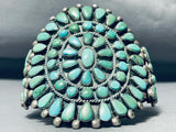 One Of The Best Vintage Native American Navajo Green Turquoise Sterling Silver Cluster Bracelet-Nativo Arts