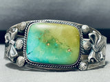 Early Sturdy Vintage Native American Navajo Squared Royston Turquoise Sterling Silver Bracelet-Nativo Arts