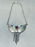 Very Important Vintage Native American Navajo Turquoise Inlay Sterling Silver Necklace-Nativo Arts
