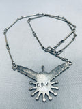 Cute Vintage Native American Zuni Needle Turquoise Sterling Silver Necklace Old-Nativo Arts