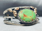 Heavy Vintage Navajo 14k Gold Gaspeite Sterling Silver Coil Bracelet-Nativo Arts