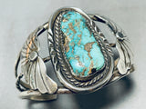Important Candelaria Turquoise! Vintage Native American Navajo Sterling Silver Bracelet-Nativo Arts