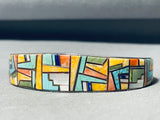 One Of The Most Intricate Vintage Native American Navajo Inlay Sterling Silver Bracelet-Nativo Arts