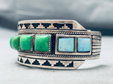 Rare Orvil Jack Turquoise Vintage Native American Navajo Sterling Silver Bracelet-Nativo Arts