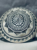 108 Grams!! Massive Shield Native American Navajo Sterling Silver Stamped Bracelet-Nativo Arts