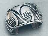 96 Gram Vintage Navajo Swirl Wave Sterling Silver Hand Tooled Bracelet-Nativo Arts