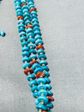 Traditional Vintage Native American Navajo Bluegem Turquoise Sterlingsilver Necklace Earring Set-Nativo Arts