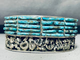 Hasteen Heavy 126 Gram Vintage Native American Navajo Sterling Silver Turquois Einlay Bracelet-Nativo Arts