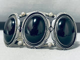 Amazing Vintage Native American Navajo 3 Black Onyx Sterling Silver Bracelet-Nativo Arts