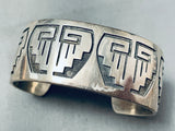 Detailed Geometric Vintage Navajo Sterling Silver Bracelet Cuff Hvy-Nativo Arts