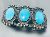 Sturdy Thicker Vintage Native American Navajo Domed Turquoise Sterling Silver Bracelet Cuff-Nativo Arts
