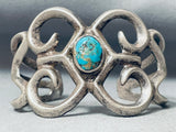 Important Vintage Native American Navajo Turquoise Sterling Silver 1950's Bracelet