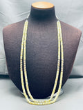 Yellow Stones Vintage Native American Navajo Hieshi Sterling Silver Necklace-Nativo Arts