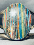 Native American Best Vintage Santo Domingo Rainbow Calsilica Jasper Sterling Silver Bracelet-Nativo Arts